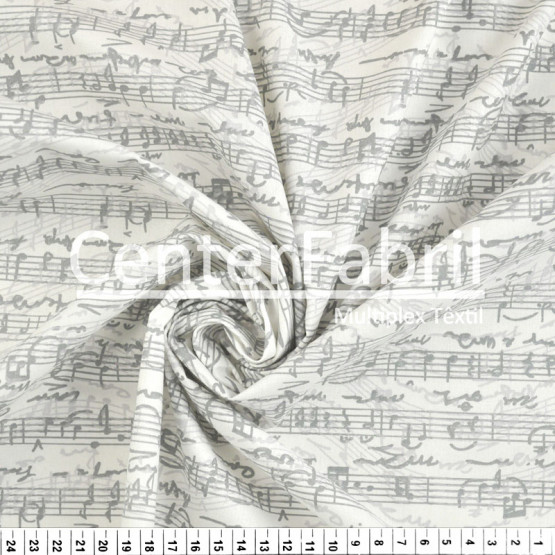 Tecido Tricoline Estampa La Musique Creme Largura 150cm 100%Algodão Conserv 1-I/2-2/3-2/4-1/5-2/6-1