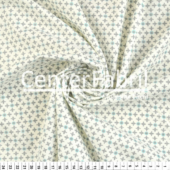 Tecido Tricoline Estampa Petit Fleur Ciel Cinza Fdo Crú Largura 150cm 100%Algodão Conserv 1-I/2-2/3-2/4-1/5-2/6-1