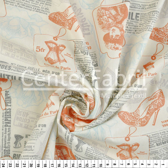 Tecido Tricoline Estampa "Jornal Dame Rouge" Largura 150cm 100%Algodão Conserv 1-I/2-2/3-2/4-1/5-2/6-1