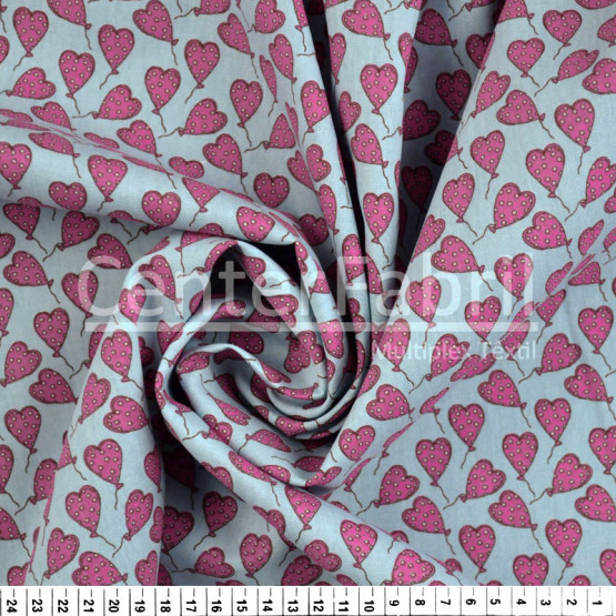 Tecido Tricoline Estampa Balões de Corações Largura 150cm 100%Algodão Conserv 1-I/2-2/3-2/4-1/5-2/6-1