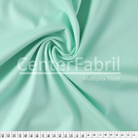 Tecido Tricoline Estampa Micro Poa Verde Acqua Largura 150cm 100%Algodão Conserv 1-I/2-2/3-2/4-1/5-2/6-1
