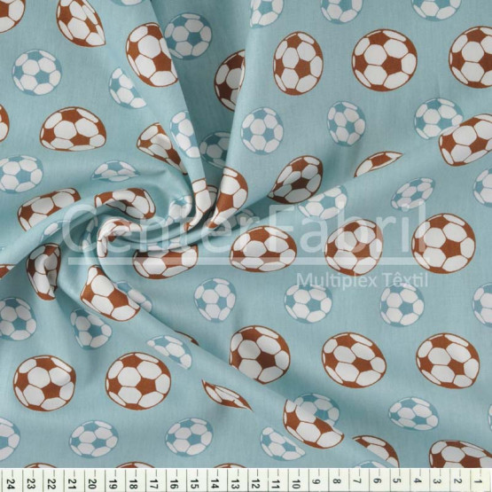 Tecido Tricoline Estampa Bola de Futebol Cobalto Largura 150cm 100%Algodão Conserv 1-I/2-2/3-2/4-1/5-2/6-1