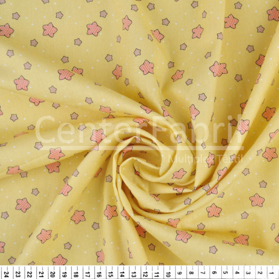 Tecido Tricoline Estampa Estrelas Fundo Amarelo Largura 150cm 100%Algodão Conserv 1-I/2-2/3-2/4-1/5-2/6-1