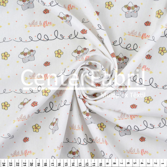 Tecido Tricoline Estampa Estrelas com Guirlanda Largura 150cm 100%Algodão Conserv 1-I/2-2/3-2/4-1/5-2/6-1