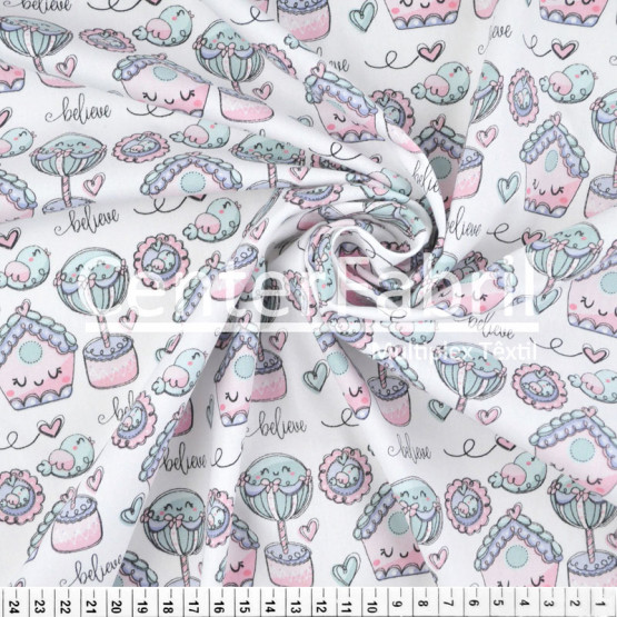 Tecido Tricoline Estampa Casinha Barradinha Largura 150cm 100%Algodão Conserv 1-I/2-2/3-2/4-1/5-2/6-1