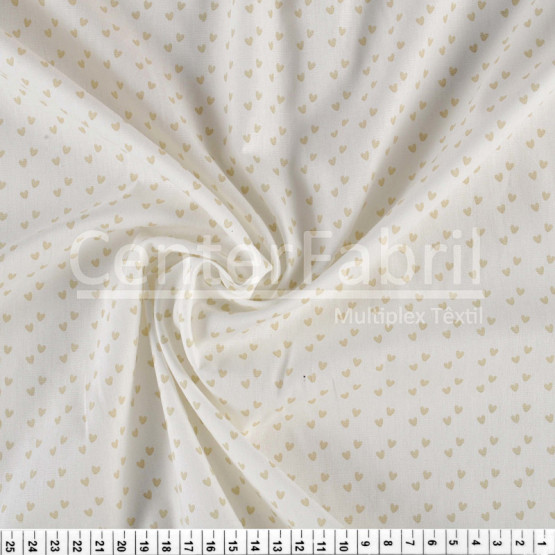Tecido Tricoline Estampa Mini Corações Creme Largura 150cm 100%Algodão Conserv 1-I/2-2/3-2/4-1/5-2/6-1