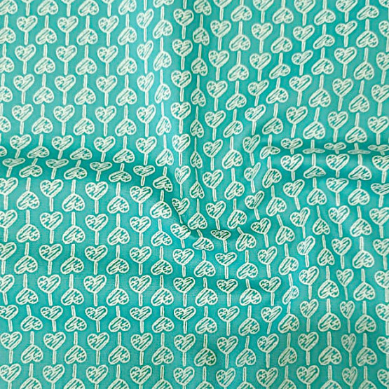 Tecido Tricoline Estampa Pirulito de Corações Turquesa Largura 150cm 100%Algodão Conserv 1-I/2-2/3-2/4-1/5-2/6-1