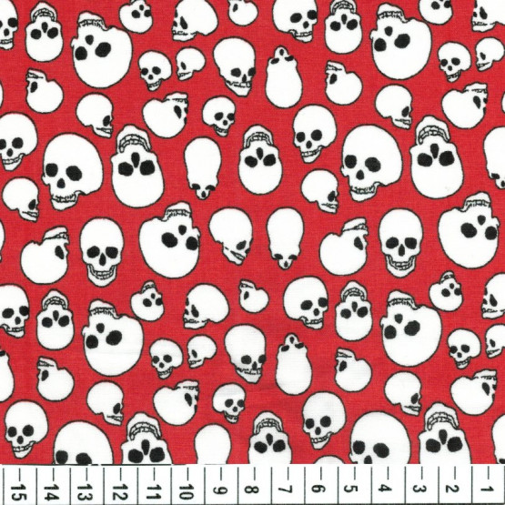 Tecido Bandana Caveira Caveirusca Branca e Fundo Vermelho 100% Algodão promoção de R$ 26,90 por