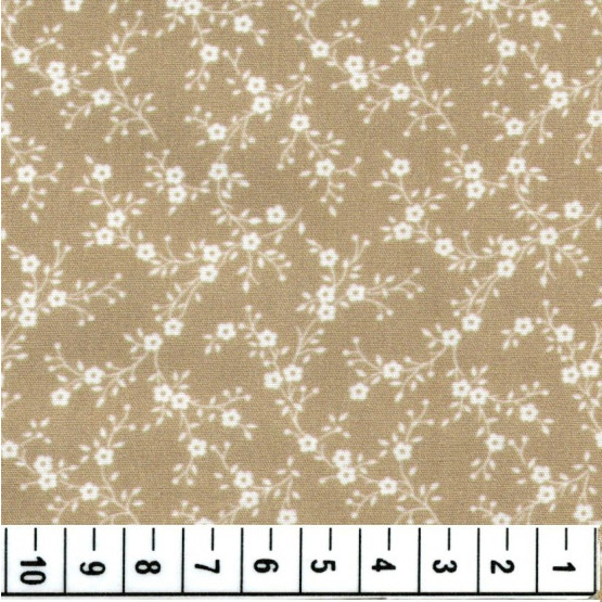 Tricoline floral liberty Lina bege e branco 100%algodão