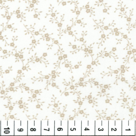 Tricoline floral liberty Lina bege e branco 100%algodão