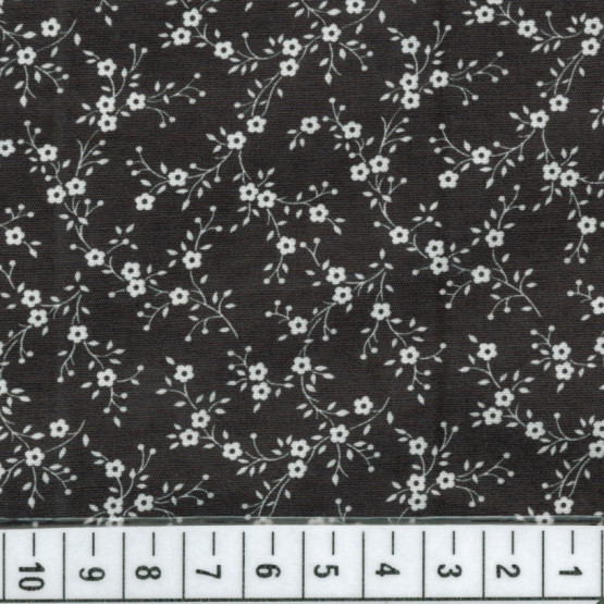 Tecido Tricoline Floral Liberty Lina Preto Branco Larg 140cm 100%algodão 112gr/m2