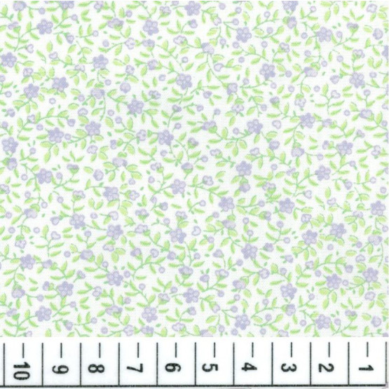 Tecido Tricoline Floral Liberty Lilás Branco Larg140 cm 100%algodão 112gr/m2