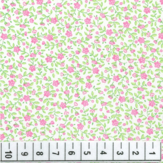 Tecido Tricoline Floral Liberty Rosa Branco Larg140cm 100%algodão 112gr/m2 promoção de R$ 26,90 por