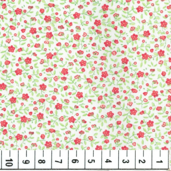 Tecido Tricoline Floral Liberty Vermelho Branco Larg 140cm 100% algodão 112gr/m2 promoção de R$ 26,90 por
