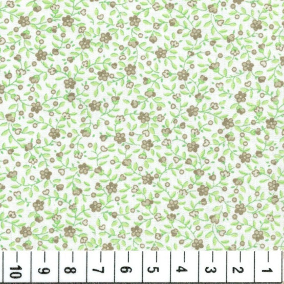 Tecido Tricoline Floral Liberty Verde Bege e Branco Larg 140cm 100%algodão 112gr/m2 promoção de R$ 26,90 por