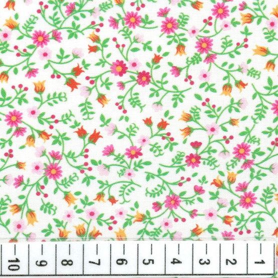 Tecido Tricoline Floral Liberty Tulipas Rosa Branco Larg 140cm 100%algodão