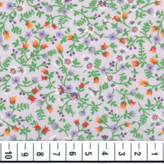 Tricoline floral liberty -Tulipas- lilas e branco 100%algodão