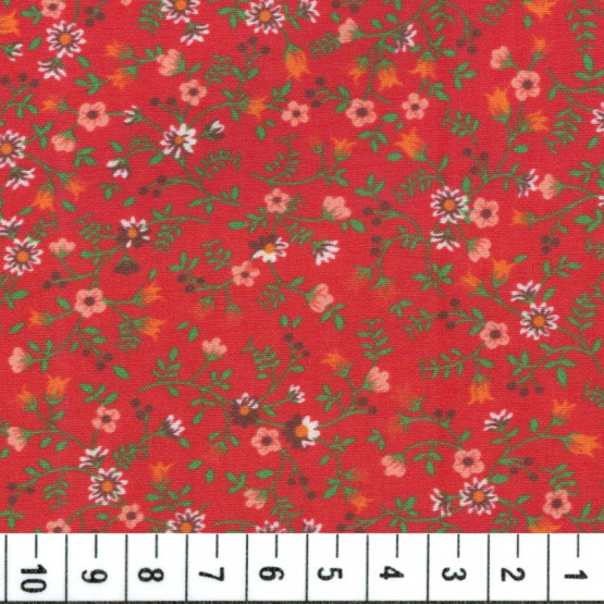 Tecido Tricoline Floral Liberty Tulipas Vermelho Branco Larg 140cm 100%algodão promoção de R$ 26,90 por