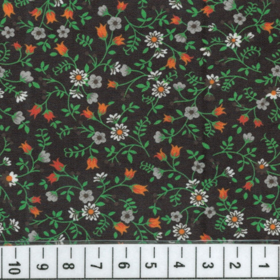 Tecido Tricoline Floral Liberty Tulipas Preto Branco Larg 140cm 100%algodão promoção de R$ 26,90 por