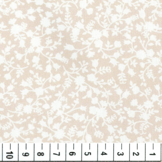 Tricoline floral liberty Lucca bege e branco 100%algodão