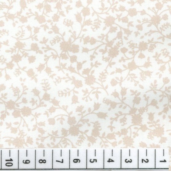 Tricoline floral liberty Lucca bege e branco 100%algodão