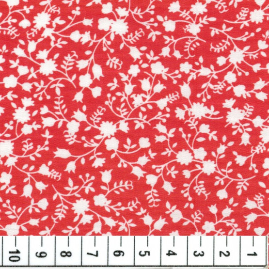 Tricoline floral liberty Lucca Vermelho e branco 100%algodão promoção de R$ 26,90 por