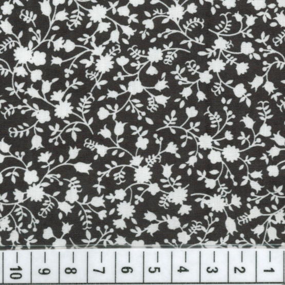 Tecido Tricoline Floral Liberty Lucca Preto Branco Larg 140cm 100%algodão promoção de R$ 26,90 por