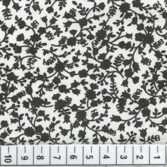 Tecido Tricoline Floral Liberty Lucca Preto Branco Larg 140cm 100%algodão promoção de R$ 26,90 por