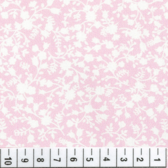Tricoline floral liberty Lucca Rosa e branco 100%algodão