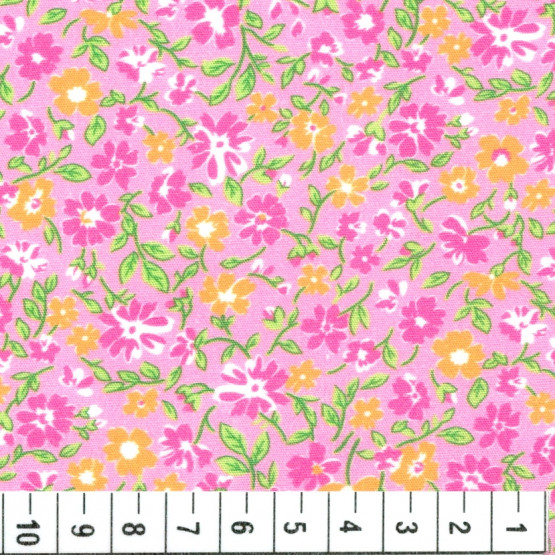 Tricoline floral liberty Ixia Rosa e branco Larg 140cm 100%algodão promoção de R$ 26,90 por