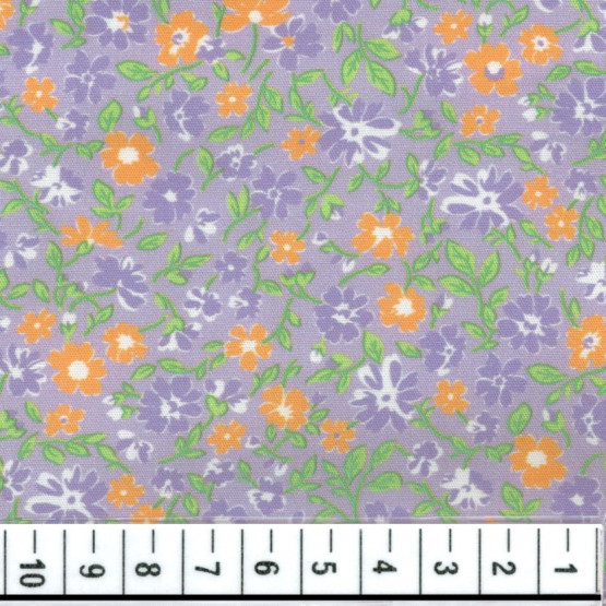 Tecido Tricoline Floral Liberty Ixia Lilas Laranja Larg140cm 100%algodão promoção de R$ 26,90 por
