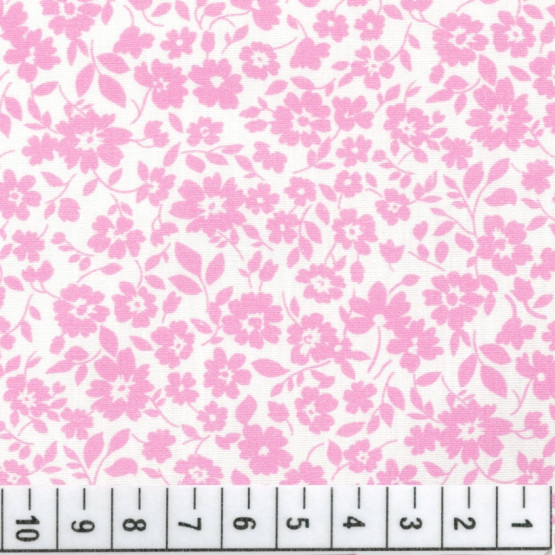 Tricoline floral liberty Gardênia Rosa e branco 100%algodão