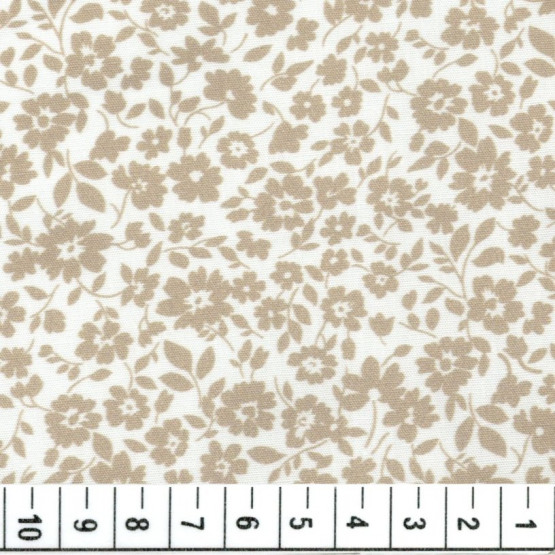 Tricoline floral liberty Gardenia bege e branco 100%algodão promoção de R$ 26,90 por