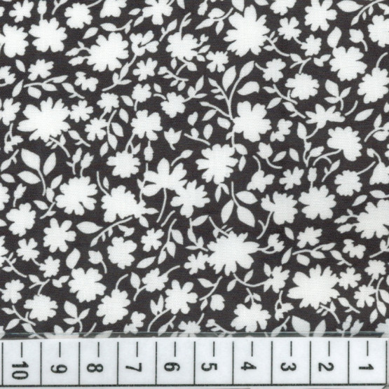 Tecido Tricoline Floral Liberty Gardenia Preto Branco Larg 140cm 100%algodão promoção de R$ 26,90 por