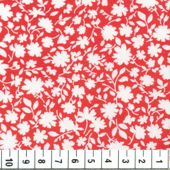 Tecido Tricoline Floral Liberty Gardenia Vermelho Branco Larg 140cm 100%algodão promoção de R$ 26,90 por