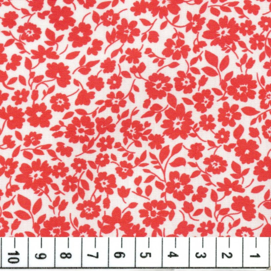 Tecido Tricoline Floral Liberty Gardenia Vermelho Branco Larg 140cm 100%algodão promoção de R$ 26,90 por