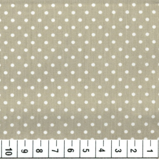Tricoline Bolinhas beges e brancas -Arinete- larg 140cm 100%algodão