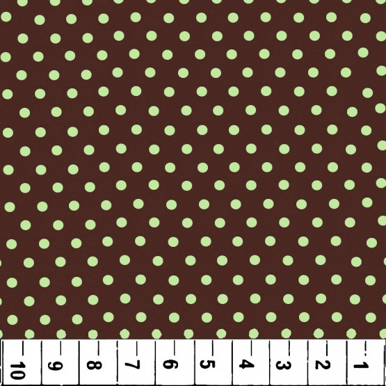 Tricoline bola verde e fundo marrom larg 140cm 100%algodão