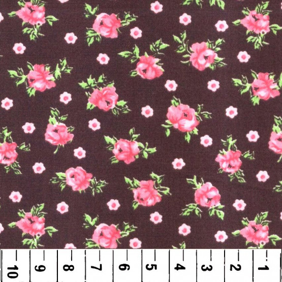 Tricoline floral liberty marrom rosa verde larg 140cm 100%algodão promoção de R$ 26,90 por