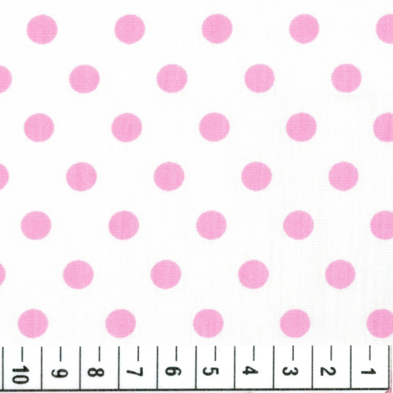 Tricoline Bolinhas rosas e brancas -Bola 5- larg 140cm 100%algodão