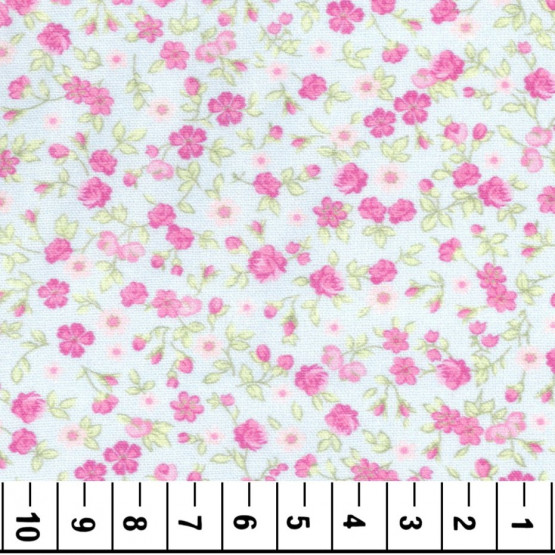 Tricoline floral liberty Lolita azul e rosa lg 140cm100%algodão