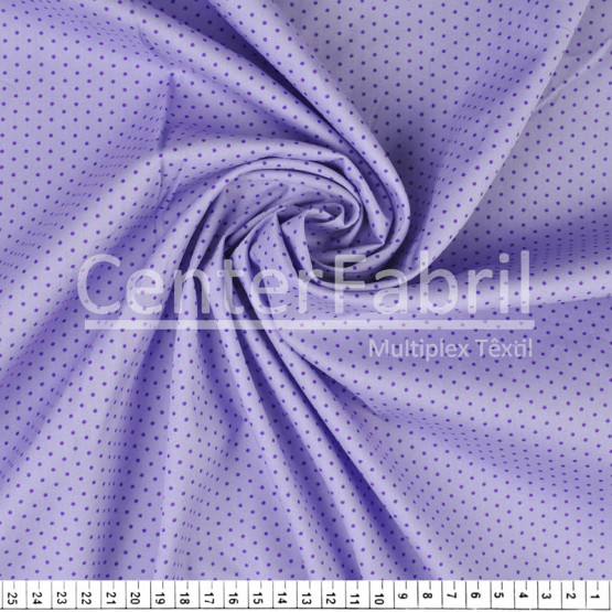 Tecido Tricoline Est Poá Lilás Tom s/Tom  Larg.150cm 100%Algodão