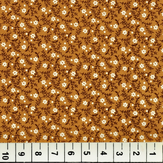 Tricoline estampada floral marrom 100% algodão