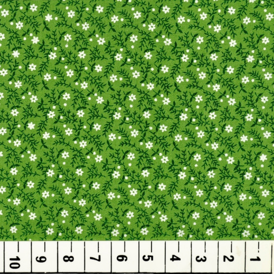 Tricoline estampada floral verde 100% algodão