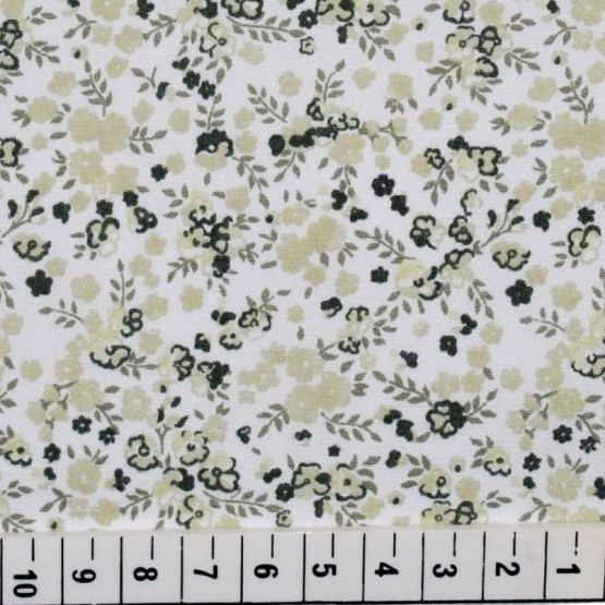 Tricoline estampada  floral preto branco e cinza100% algodão 