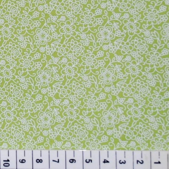 Tricoline estampada floral verde 100% algodão 