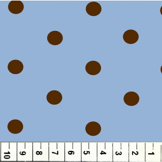 Tricoline estampada bolas - marrom fundo azul 100% algodão