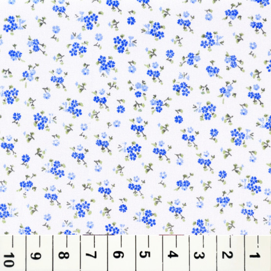Tricoline estampada floral azul 100% algodão