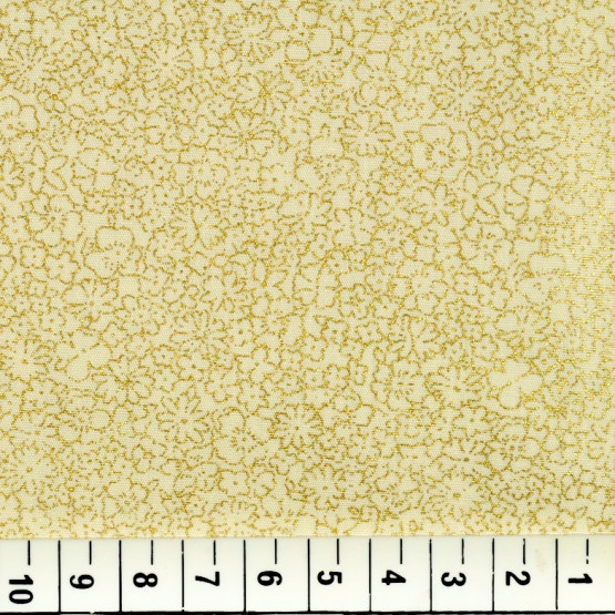 Tricoline estampada floral dourado fundo creme 100%algodão