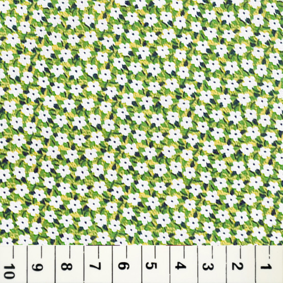 Tricoline estampada floral verde 100% algodão
